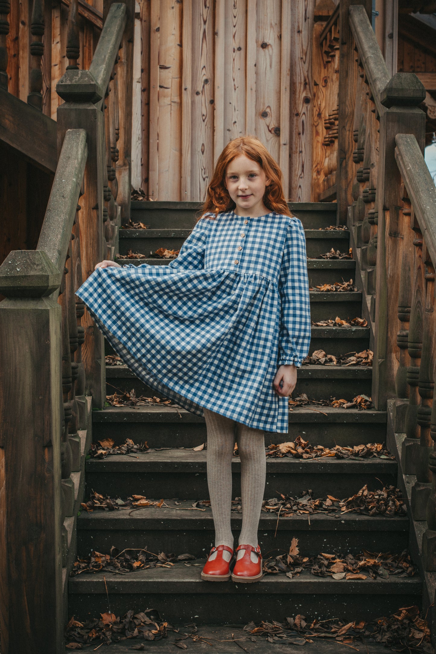 Laura mini zimowa niebieska kratka