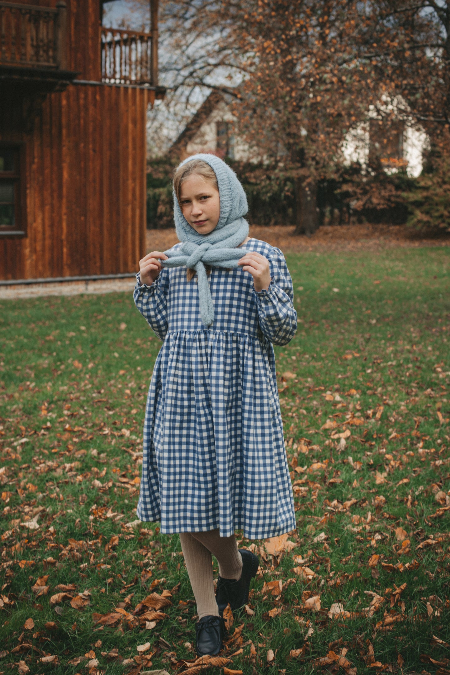 Laura mini zimowa niebieska kratka