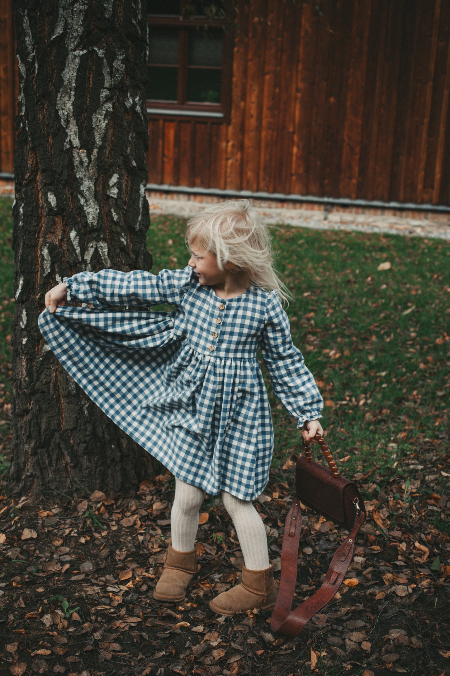 Laura mini zimowa niebieska kratka