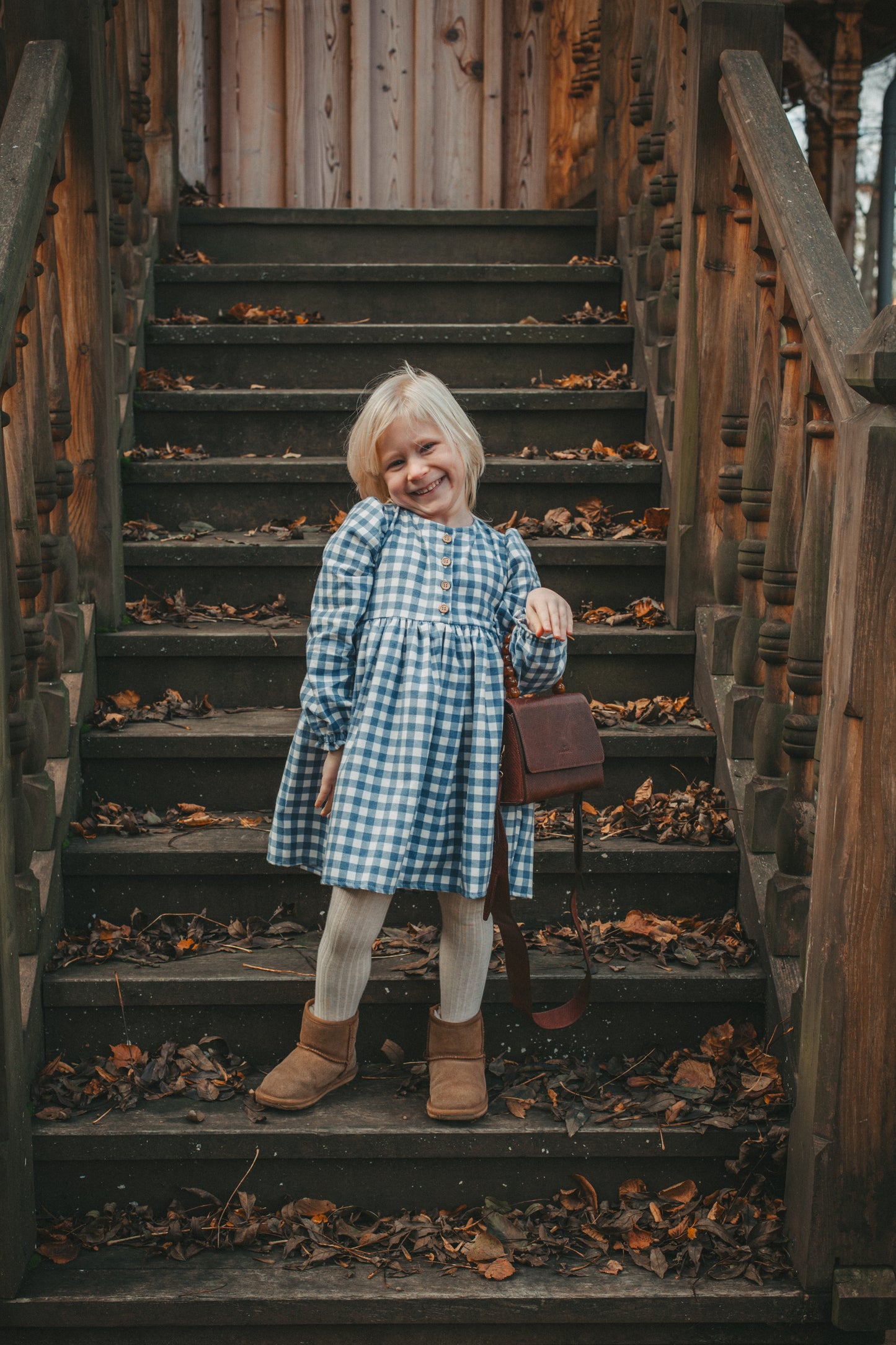 Laura mini zimowa niebieska kratka