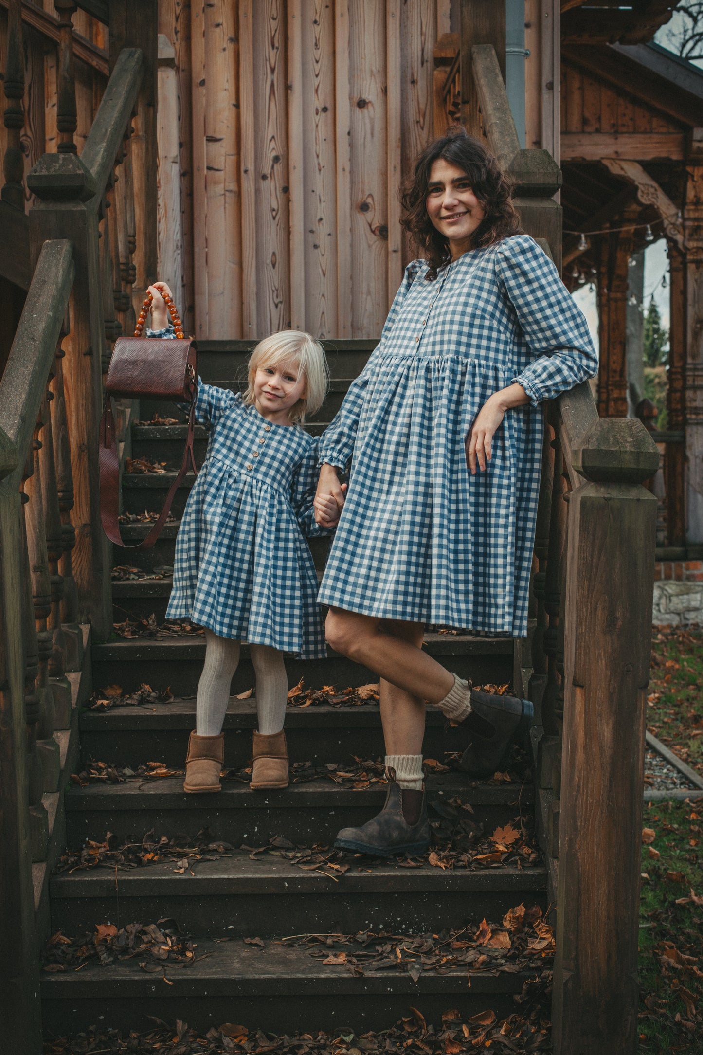 Laura mini zimowa niebieska kratka