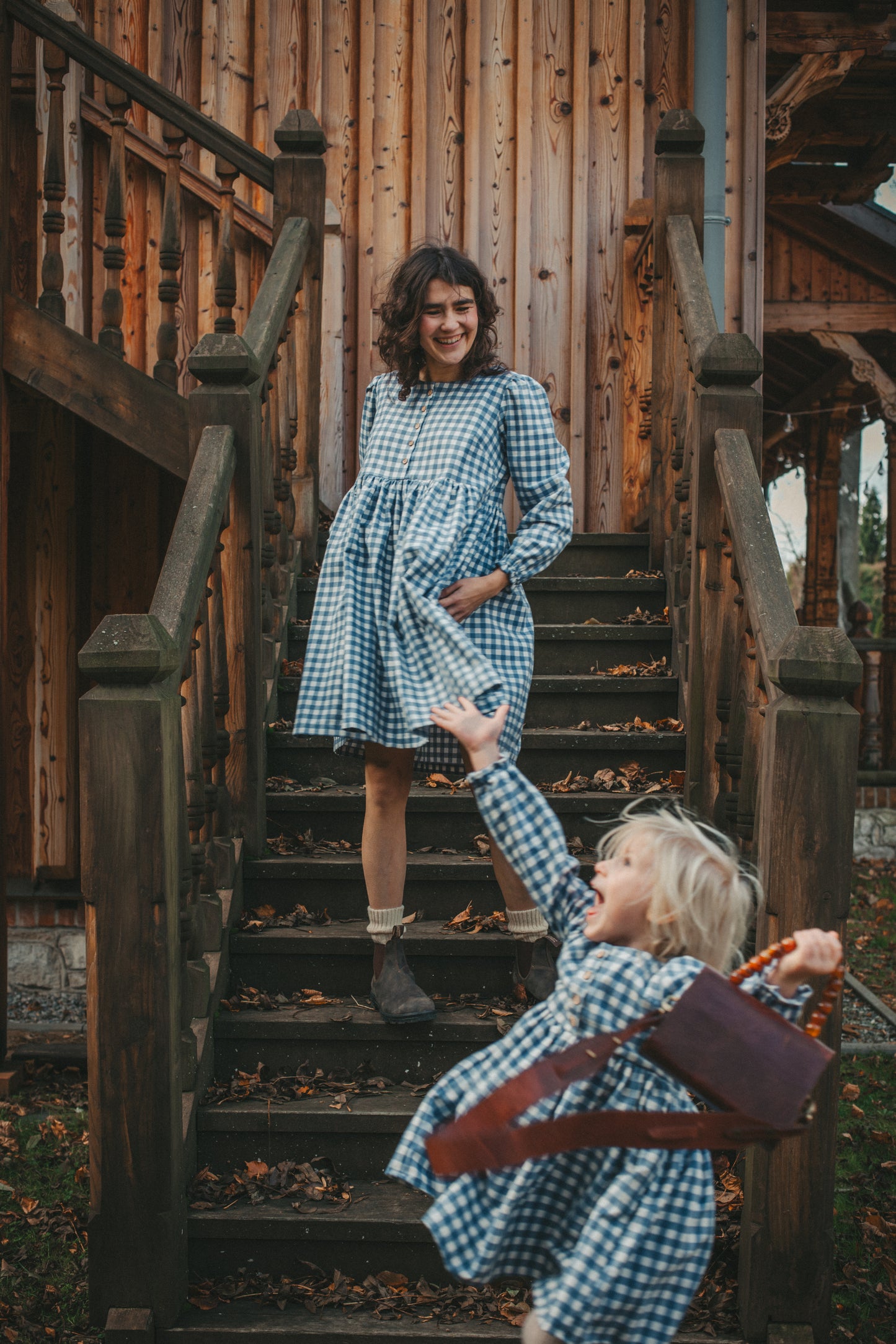 Laura mini zimowa niebieska kratka