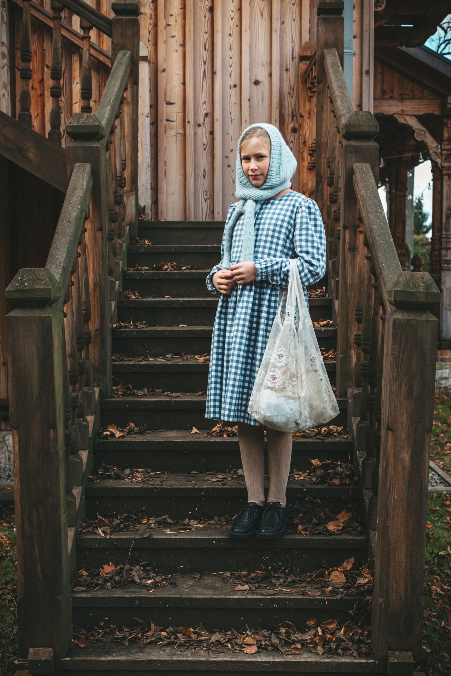 Laura mini zimowa niebieska kratka