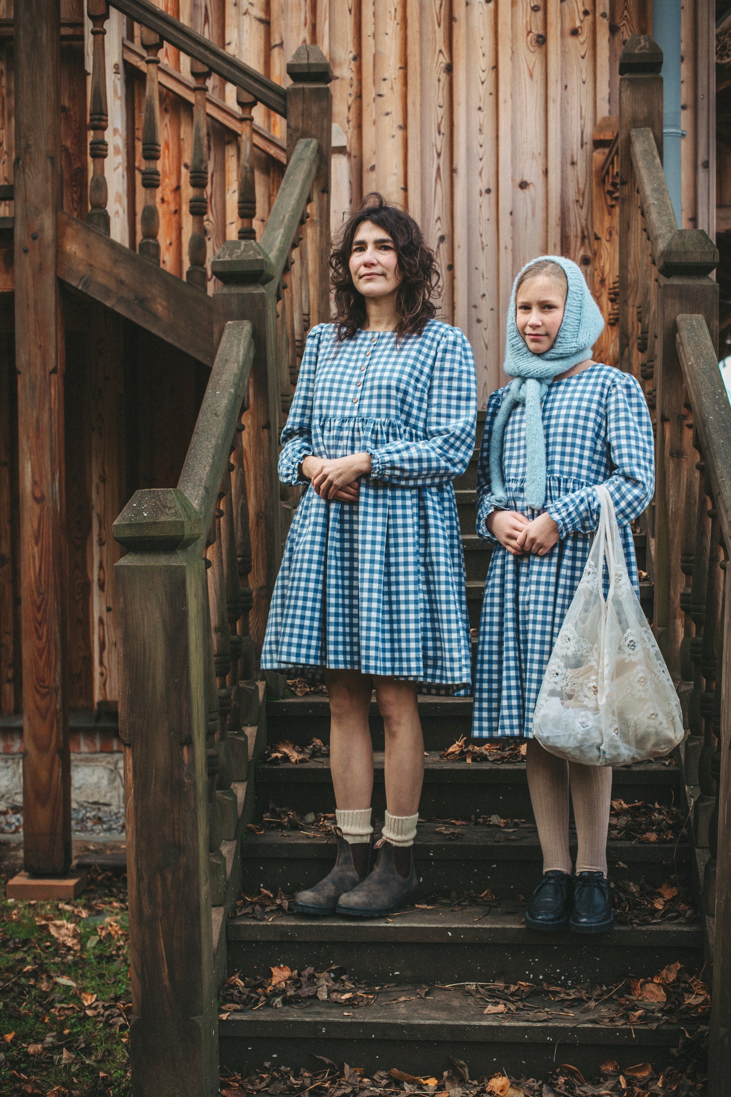 Laura mini zimowa niebieska kratka