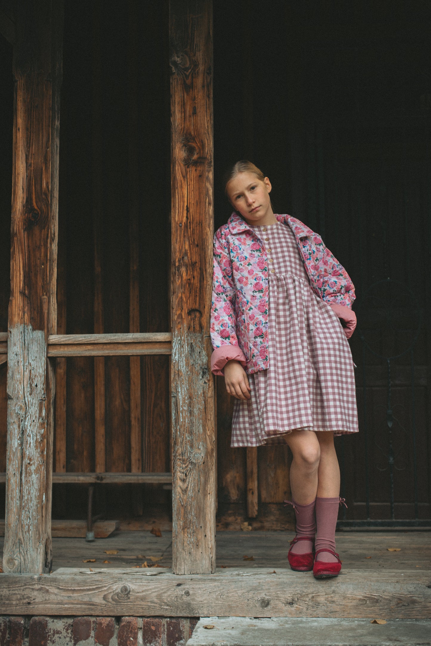 Laura mini zimowa różowa kratka